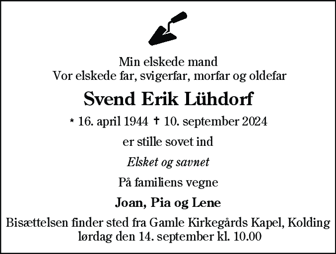 Dødsannonce for Svend Erik Lühdorf