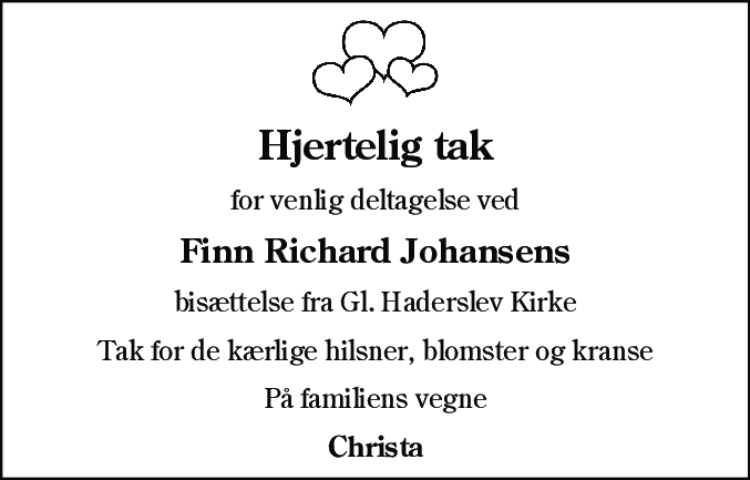 Dødsannonce for Finn Richard Johansen