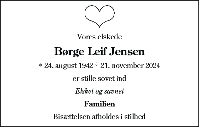 Dødsannonce for Børge Leif Jensen