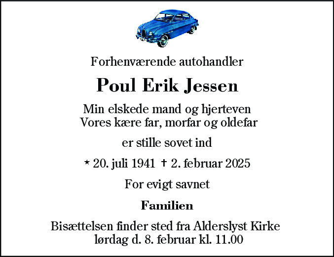 Dødsannonce for Poul Erik Jessen