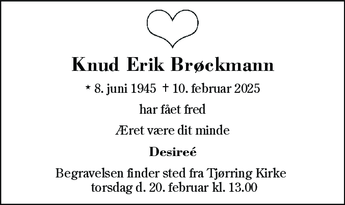 Dødsannonce for Knud Erik Brøckmann