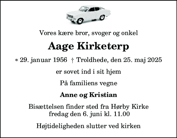 Dødsannonce for Aage Keseler Kirketerp