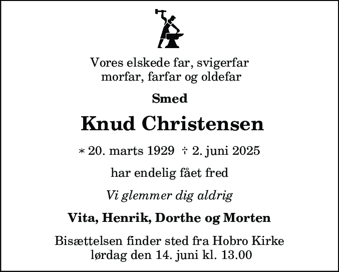 Dødsannonce for Knud Christensen