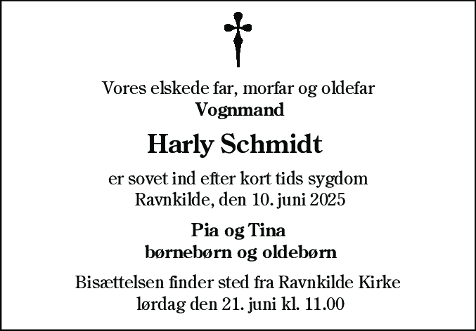 Dødsannonce for Harly Schmidt Andersen