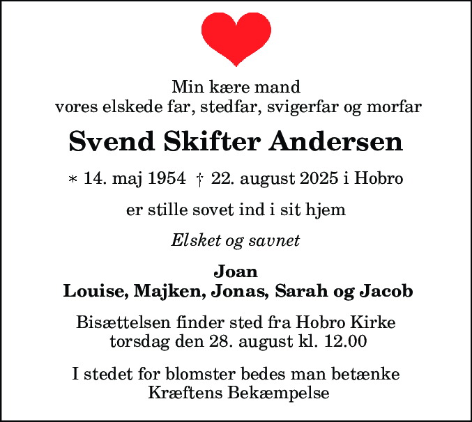 Dødsannonce for Svend Skifter Andersen