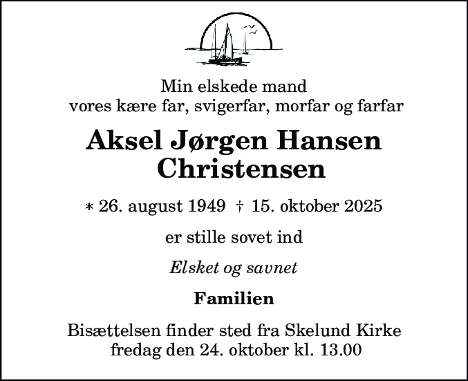 Dødsannonce for Aksel Jørgen Hansen Christensen