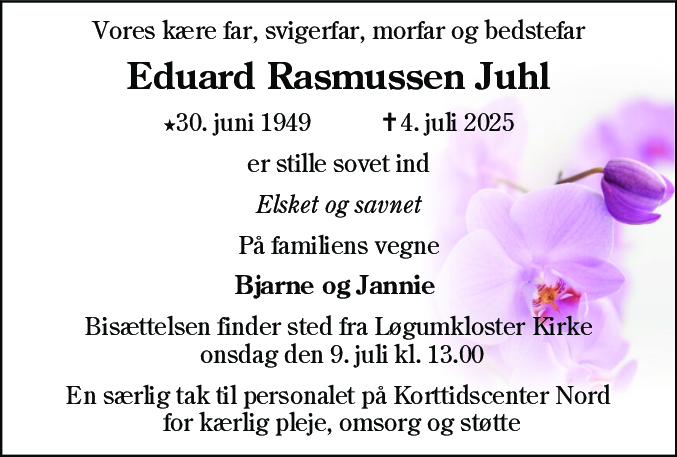 Dødsannonce for Eduard Rasmussen Juhl