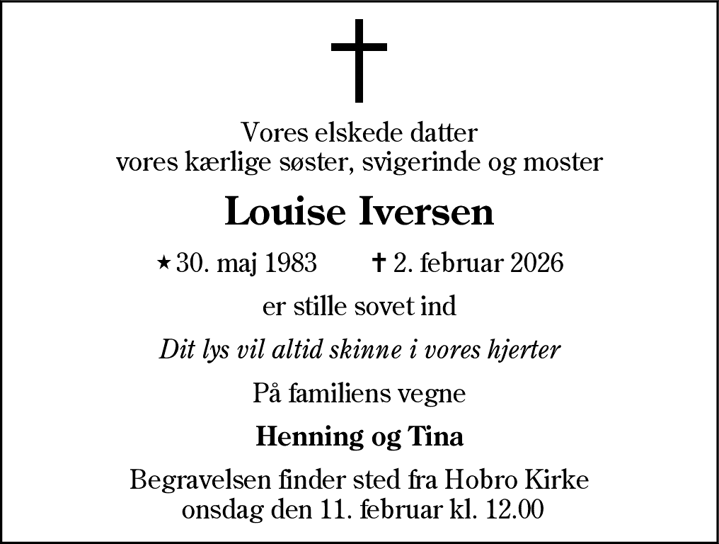 Dødsannonce for Louise Iversen