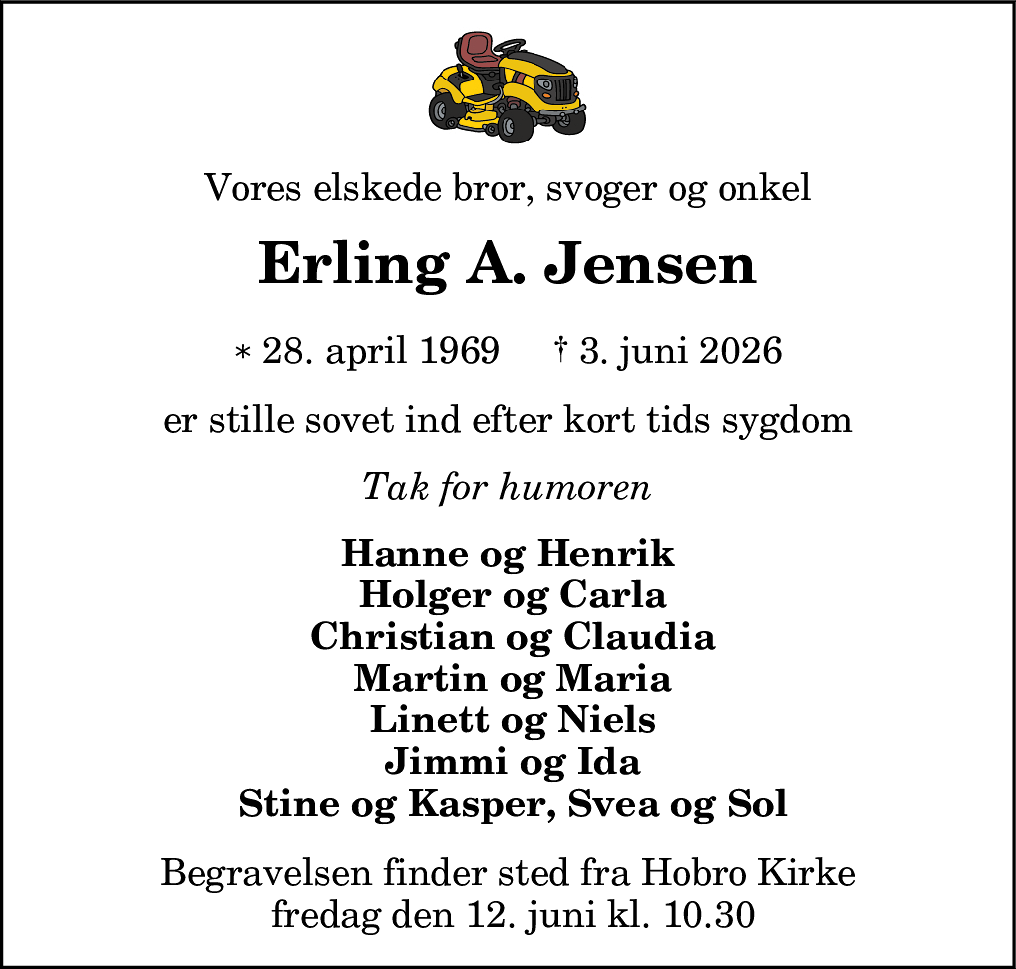 Dødsannonce for Erling Anders Jensen