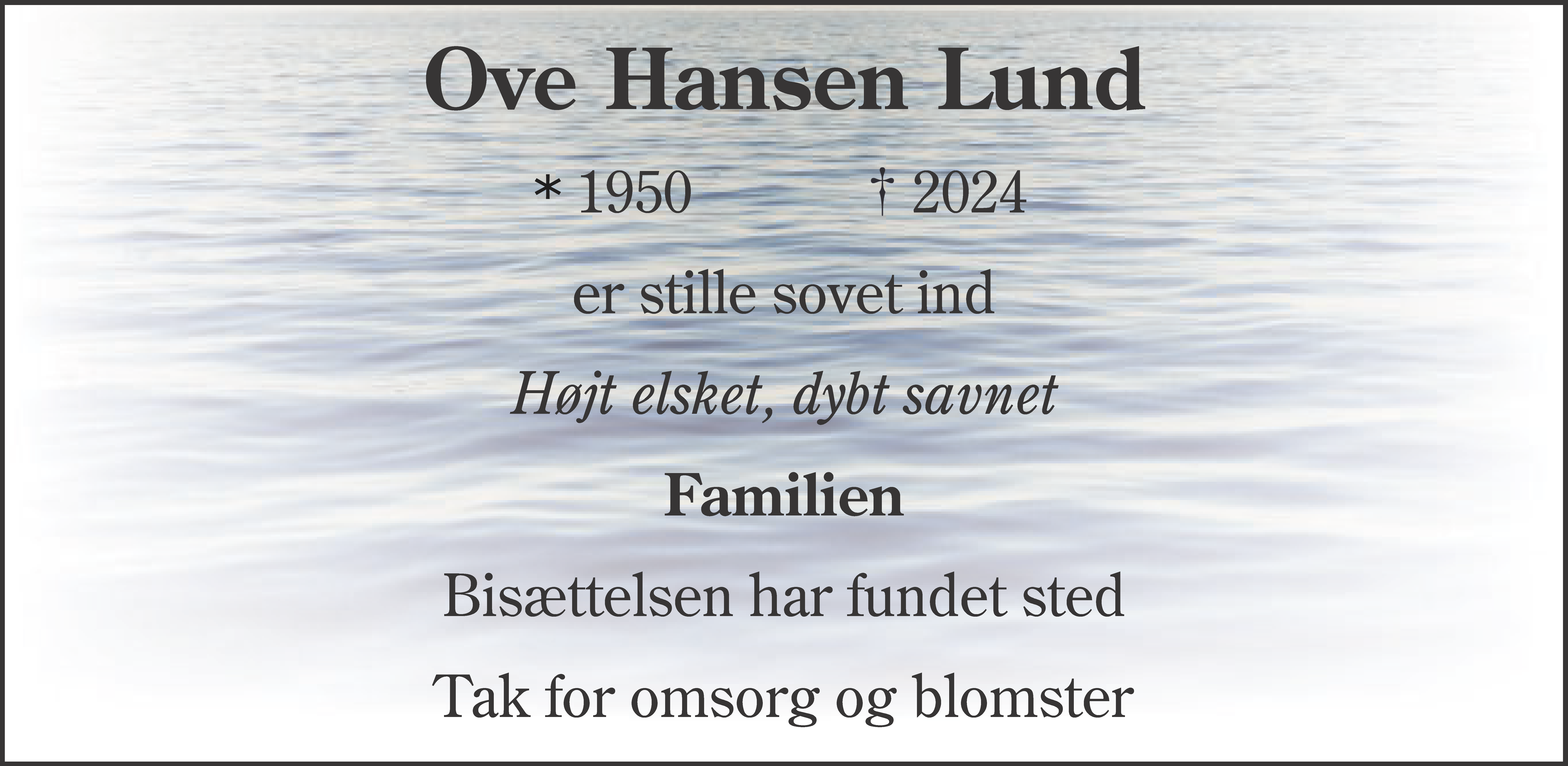Dødsannonce for Ove Hansen Lund