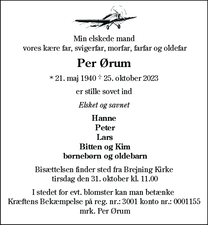 Dødsannonce for Per Ørum