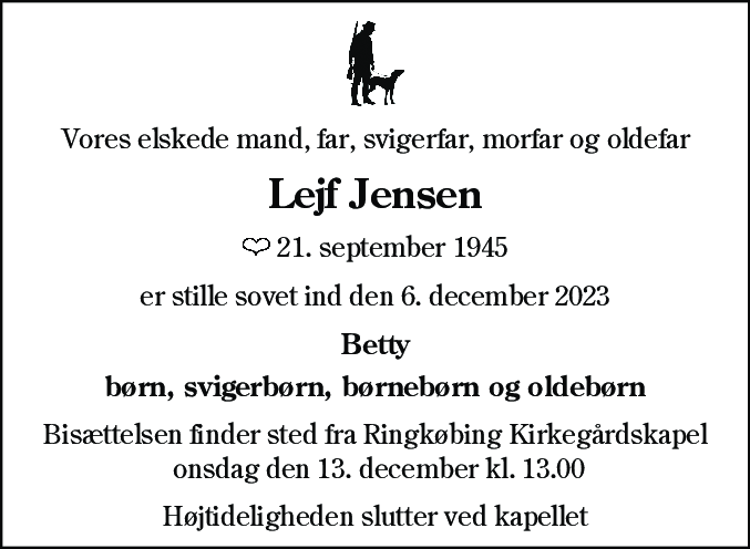 Dødsannonce for Lejf Jensen