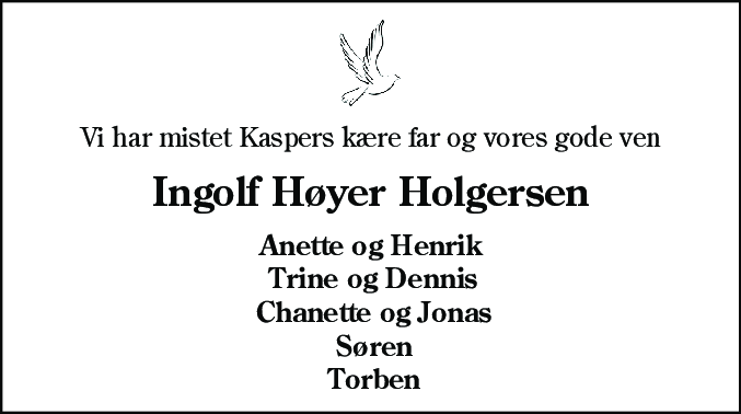 Dødsannonce for Ingolf Høyer Holgersen