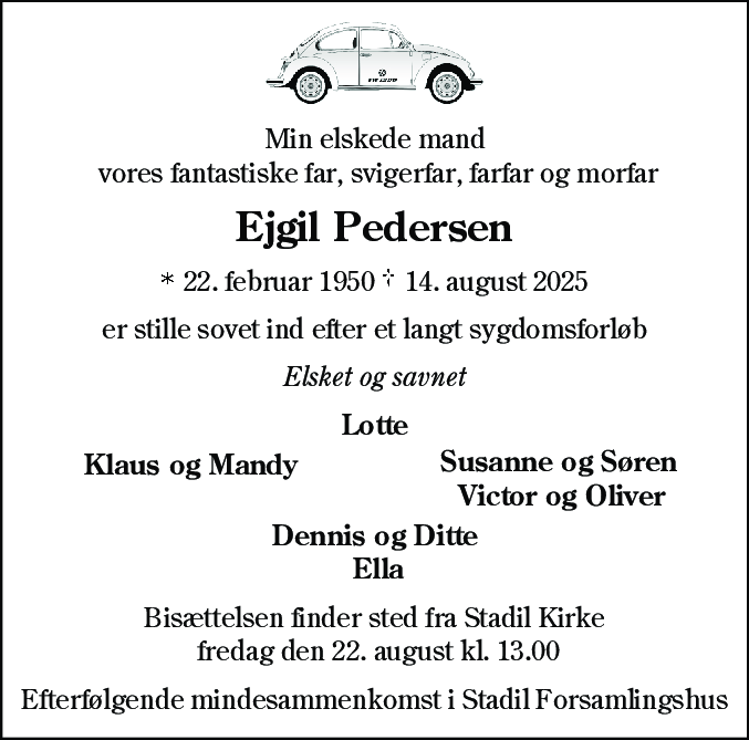 Dødsannonce for Ejgil Pedersen