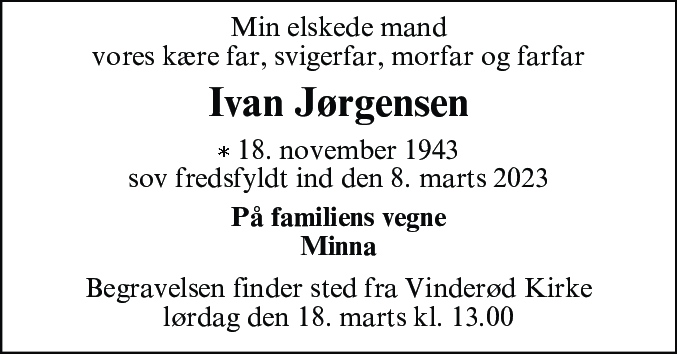Dødsannonce for Ivan Rikard Jørgensen