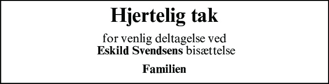Dødsannonce for Eskild Svendsen