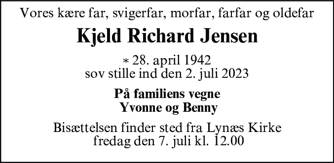 Dødsannonce for Kjeld Richard Jensen