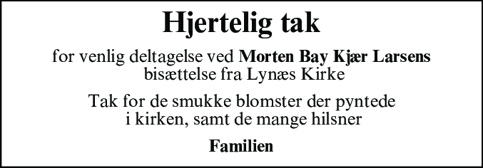 Dødsannonce for Morten Bay Kjær Larsen