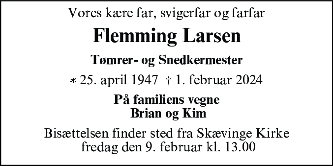 Dødsannonce for Flemming Larsen