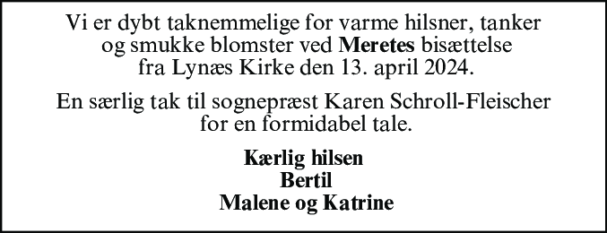 Dødsannonce for Anne Merete Nyenstad