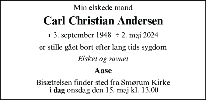 Dødsannonce for Carl Christian Andersen