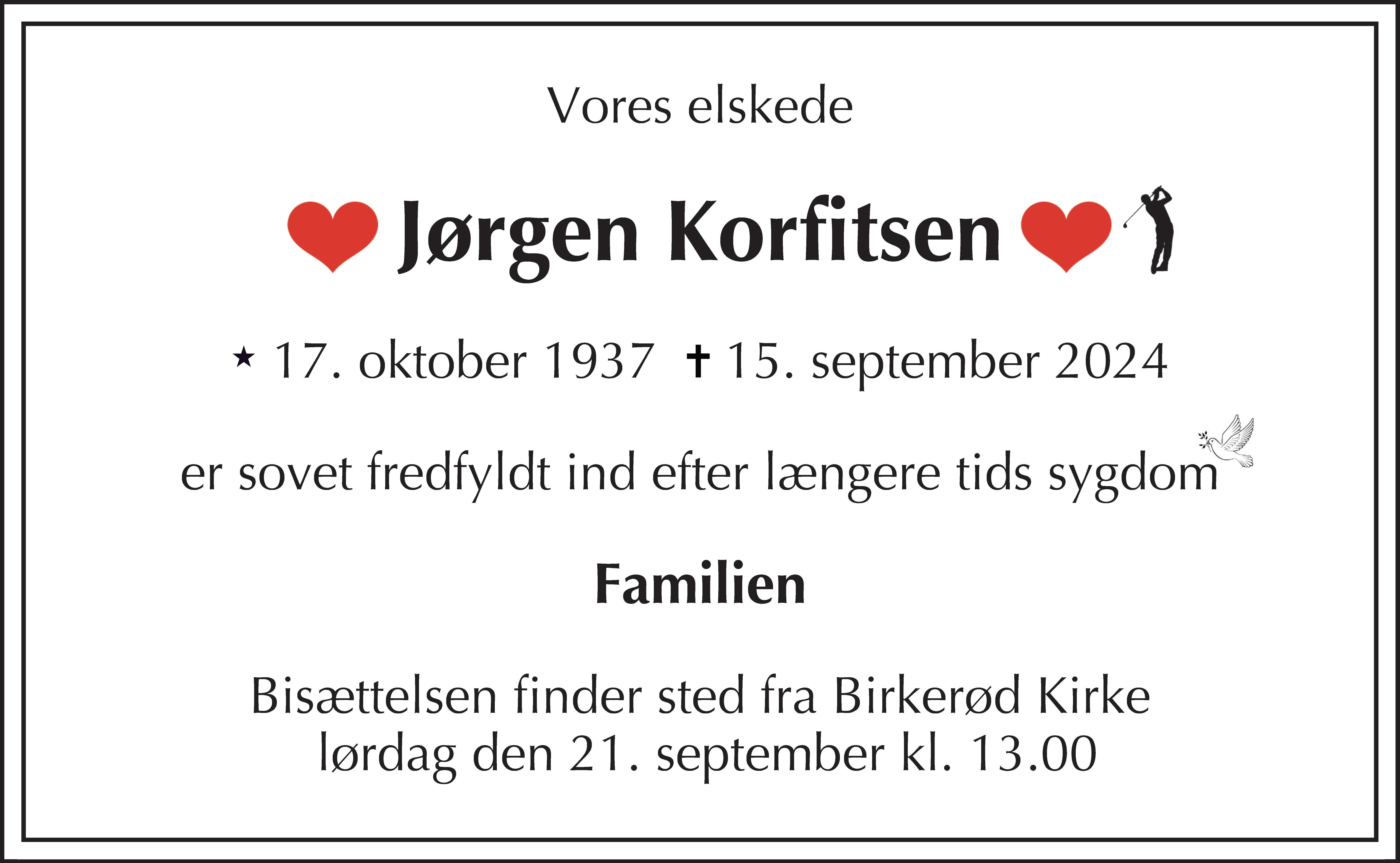 Dødsannonce for Jørgen Korfitsen