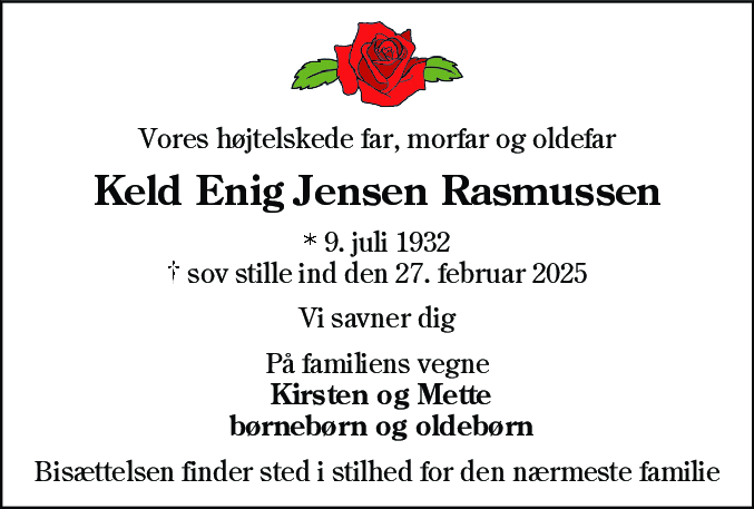 Dødsannonce for Keld Enig Jensen Rasmussen