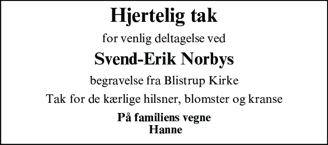Dødsannonce for Svend-Erik Norby