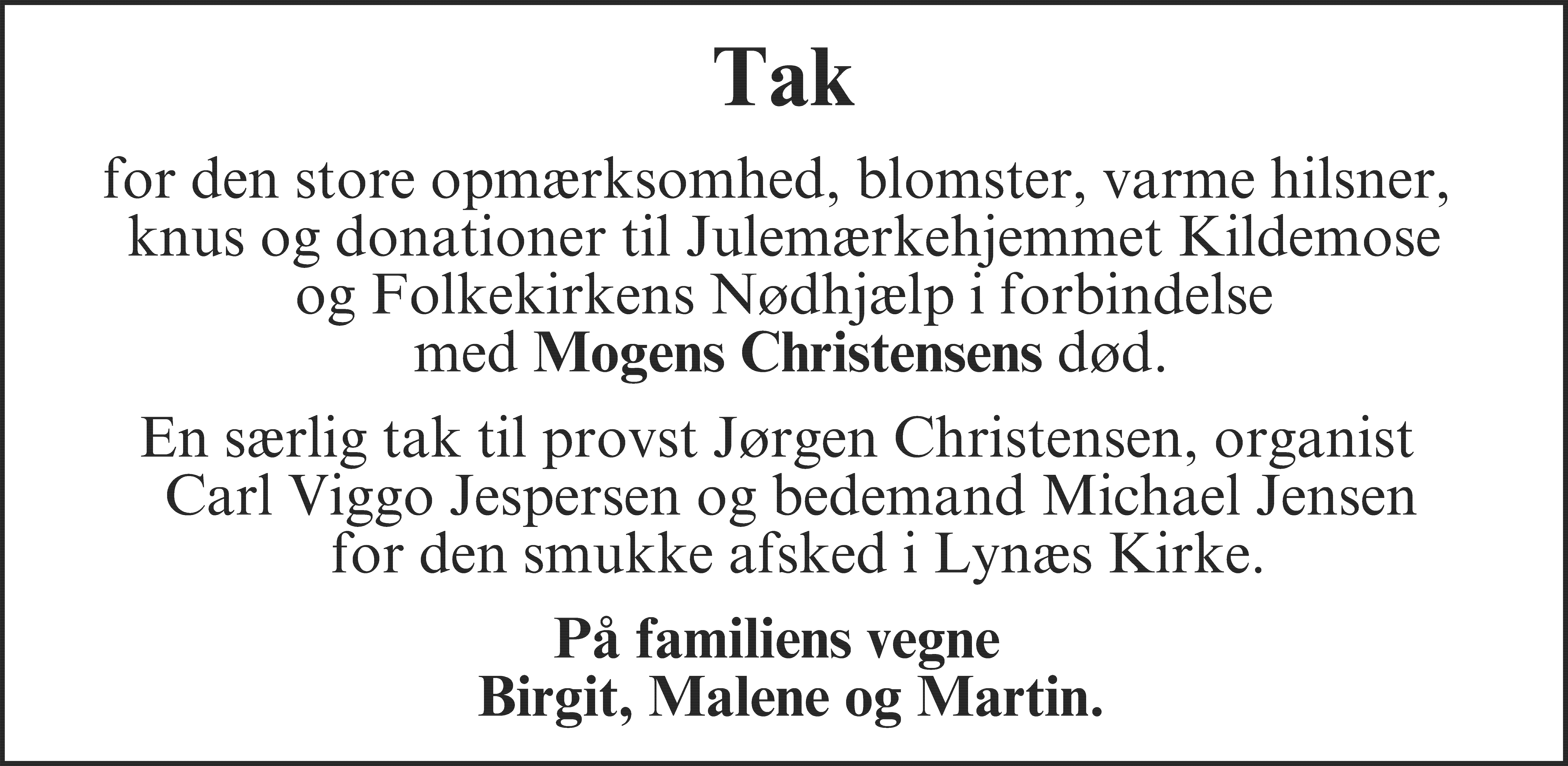 Dødsannonce for Mogens Kaj Christensen