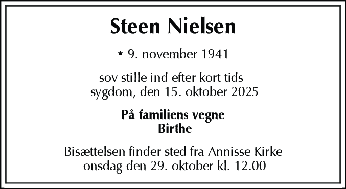 Dødsannonce for Thomas Steen Nielsen