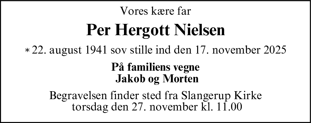 Dødsannonce for Per Hergott Nielsen