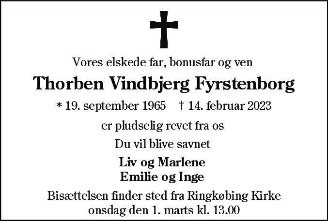 Dødsannonce for Thorben Vindbjerg Fyrstenborg