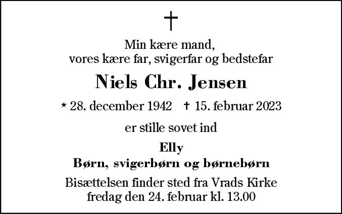 Dødsannonce for Niels Christian Jensen