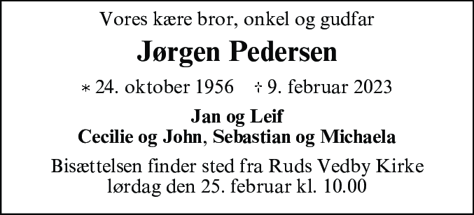 Dødsannonce for Jørgen Pedersen