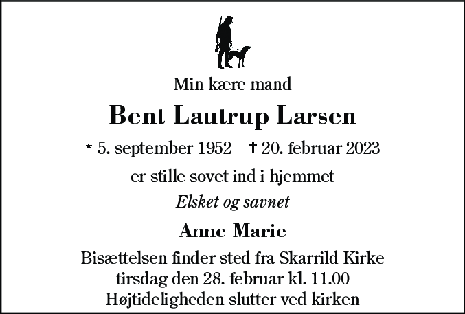 Dødsannonce for Bent Lautrup Larsen