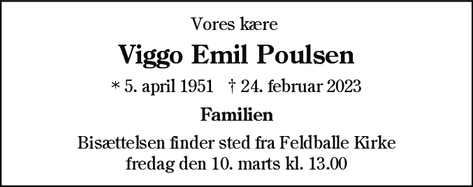 Dødsannonce for Viggo Emil Poulsen