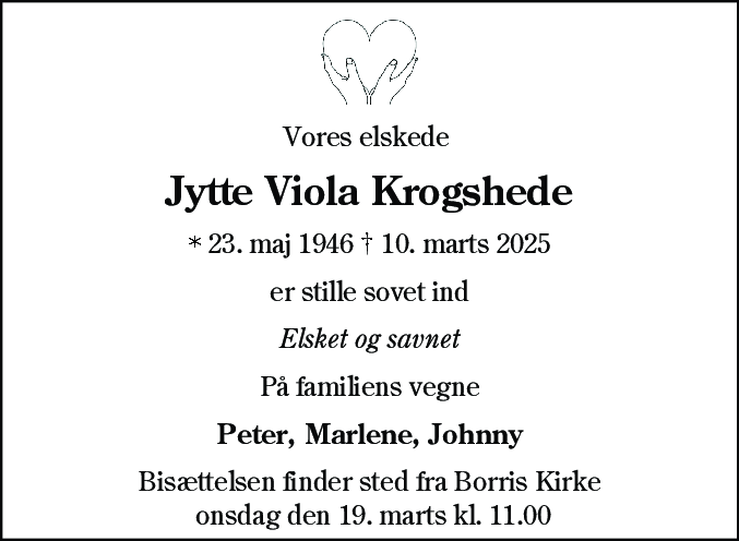 Dødsannonce for Jytte Viola Krogshede