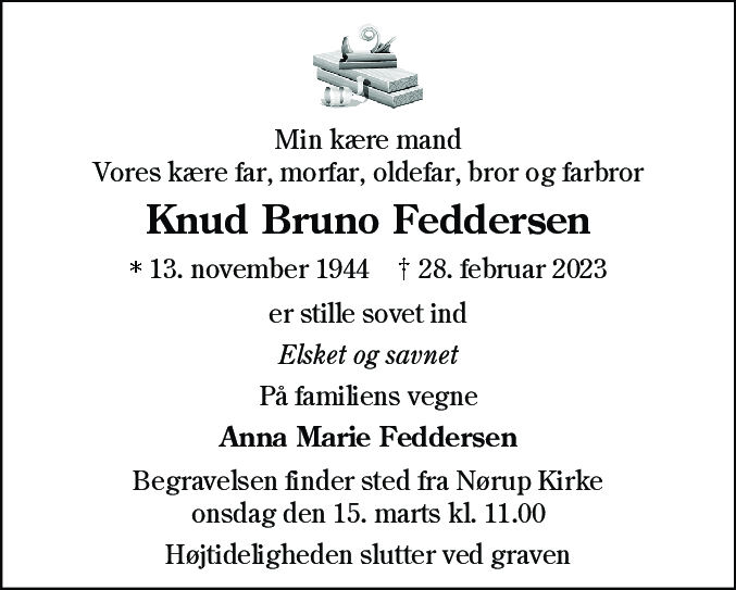 Dødsannonce for Knud Bruno Feddersen