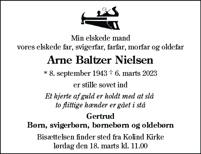 Dødsannonce for Arne Baltzer Nielsen