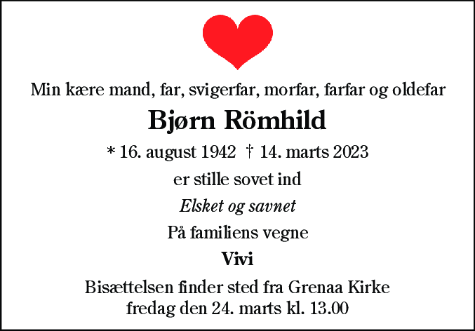 Dødsannonce for Bjørn Römhild