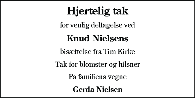 Dødsannonce for Knud Nielsen