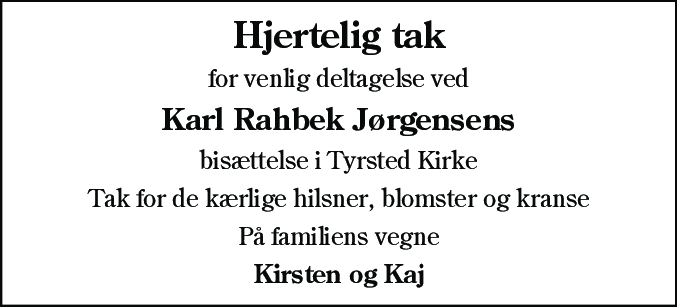 Dødsannonce for Karl Rahbek Jørgensen