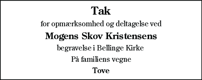Dødsannonce for Mogens Skov Kristensen