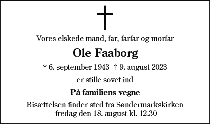 Dødsannonce for Ole Faaborg