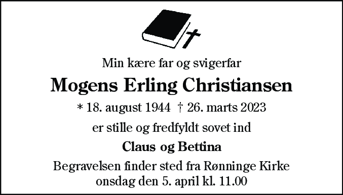 Dødsannonce for Mogens  Erling Christiansen