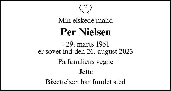 Dødsannonce for Per Nielsen