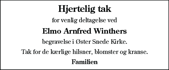Dødsannonce for Elmo Arnfred Winther