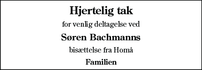 Dødsannonce for Søren Bachmann