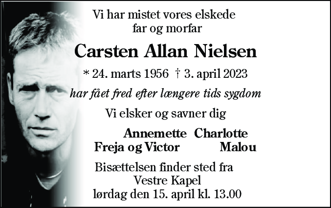 Dødsannonce for Carsten Allan Nielsen