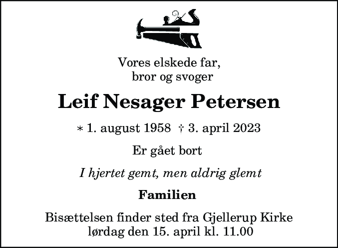 Dødsannonce for Leif Nesager Petersen